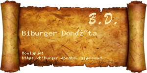 Biburger Donáta névjegykártya